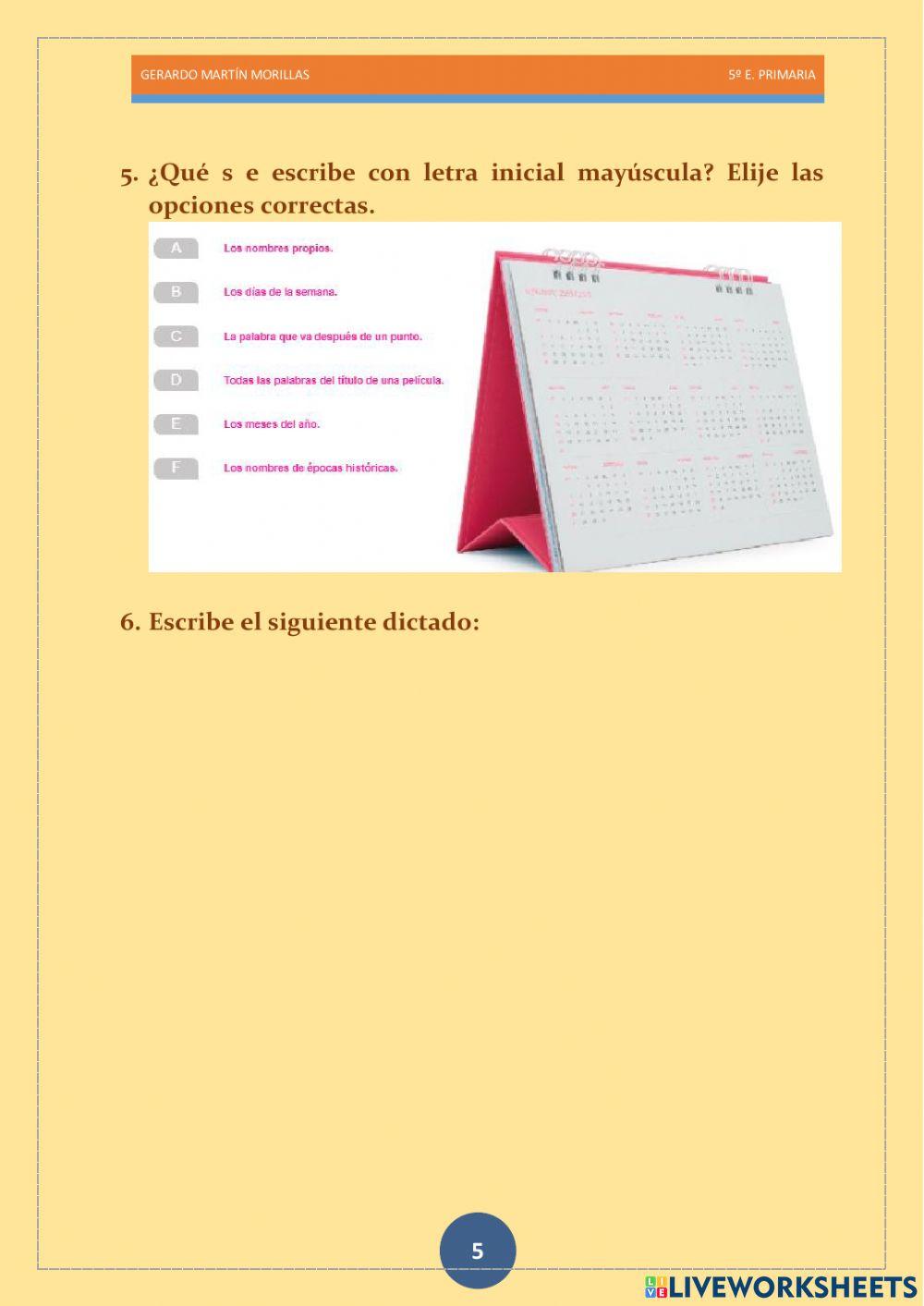 Taller de ortografía. Ficha 1.