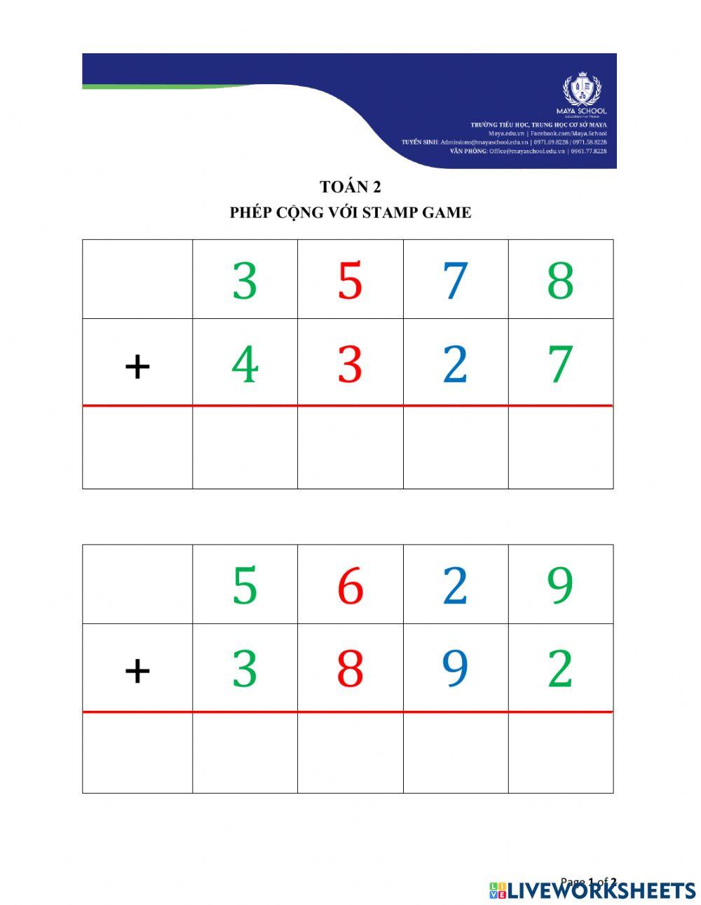 Phép cộng với Stamp game