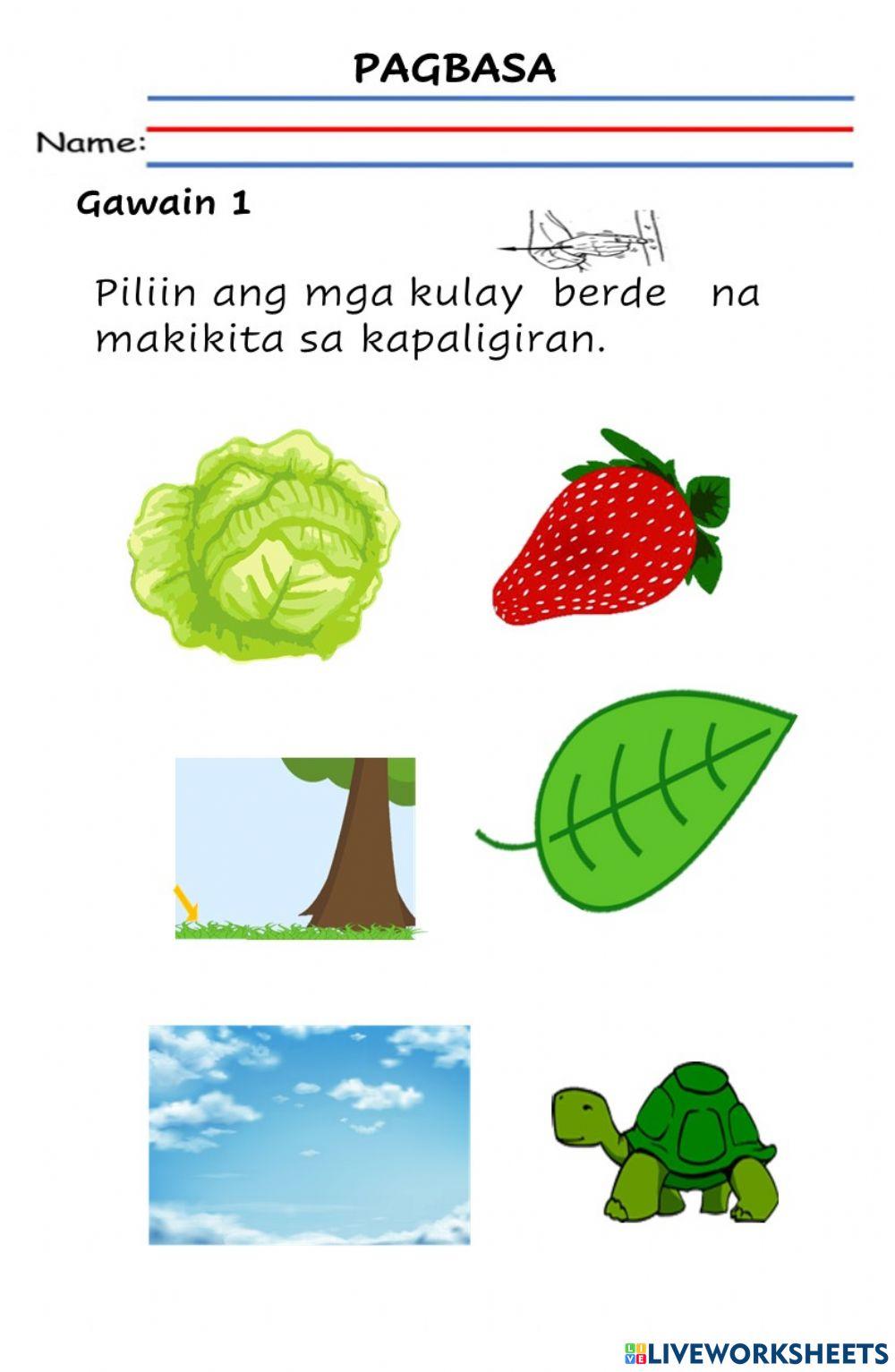 Kulay berde worksheet | Live Worksheets