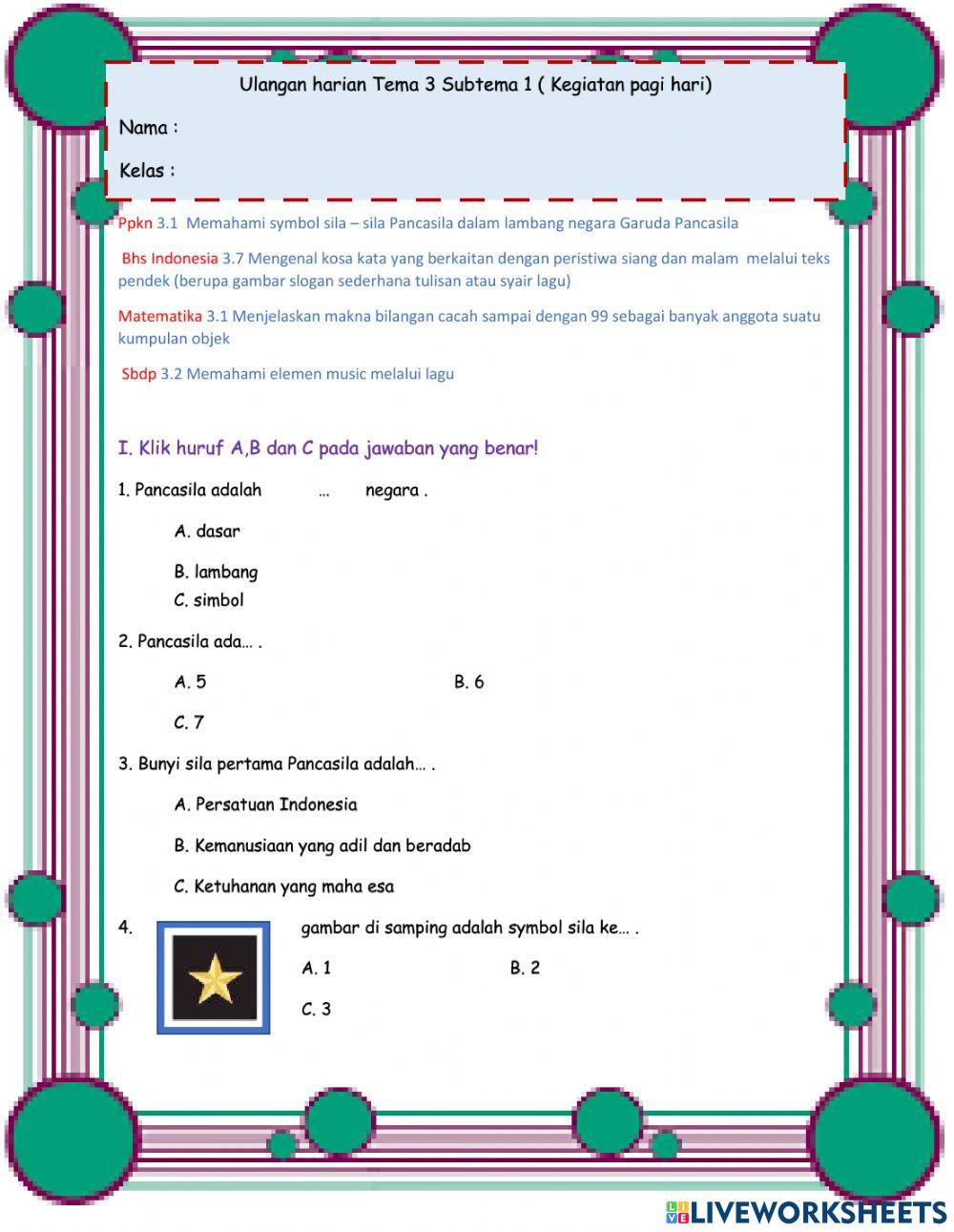 Ulangan harian tema 3 st 1