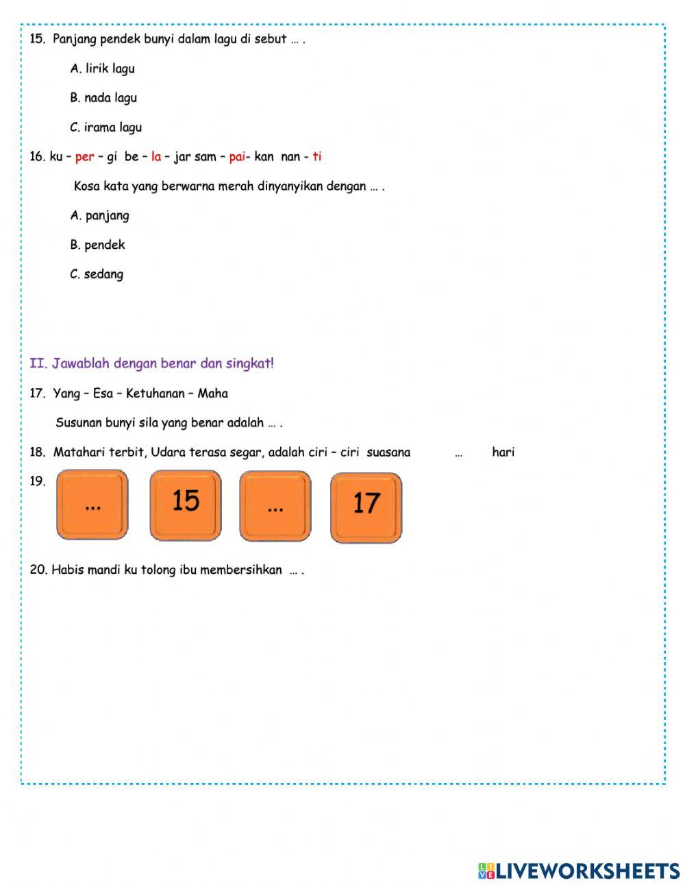 Ulangan harian tema 3 st 1