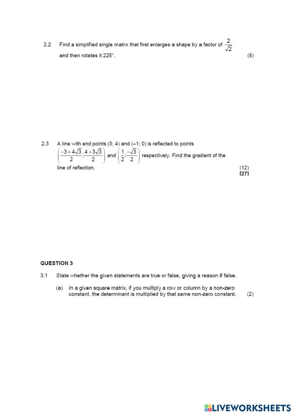Higher Advance Math paper 2 part 4