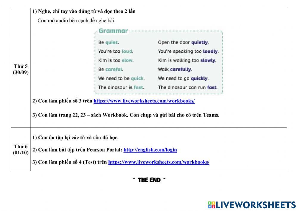 Phiếu Giao Bài Tuần 9 (27.9 - 1.10)