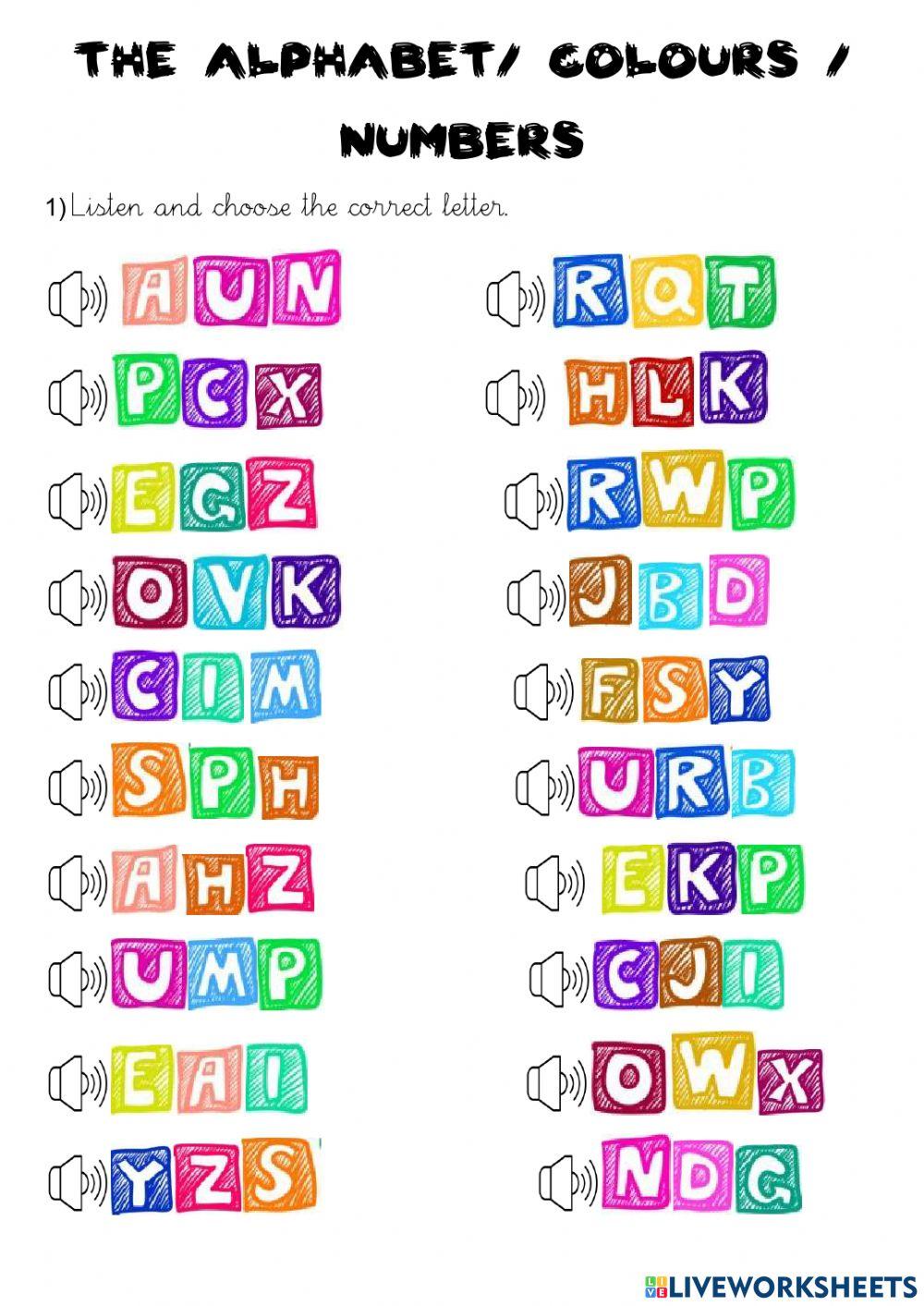 The alphabet, colors and numbers