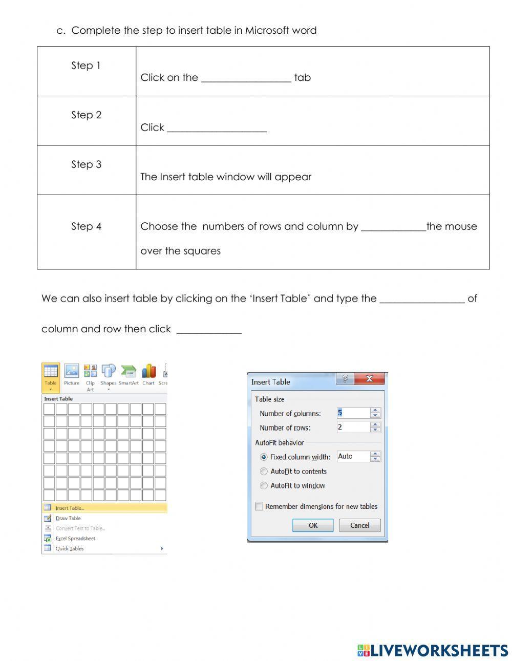 1444225 | Inserting table in ms word | noorhidayati