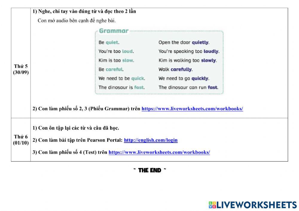 Phiếu giao bài Week 9