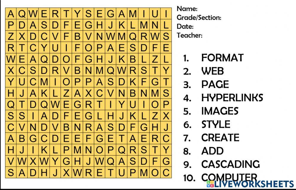 Grade 7 Word Search Online Exercise For Live Worksheets grade-7-word-search-online-exercise-for-live-worksheets