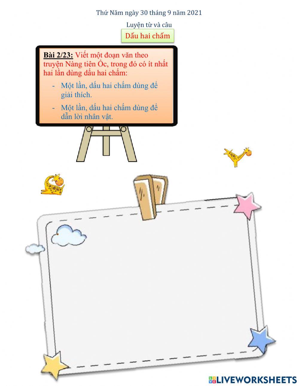 LTVC Dấu hai chấm