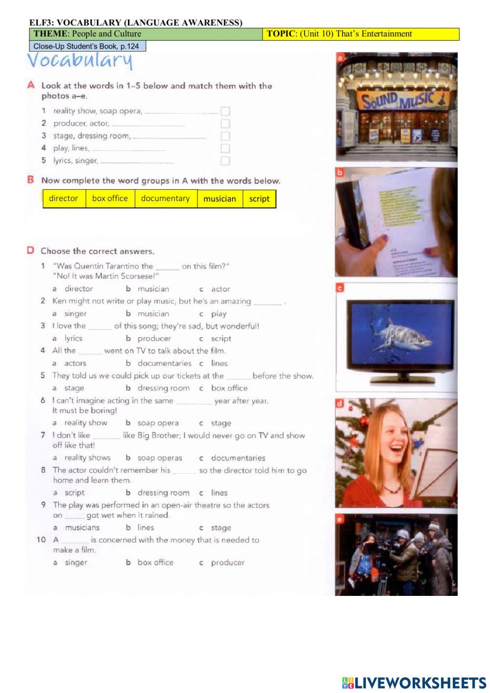 ELF3: VOCABULARY (Pulse 2, p.124)
