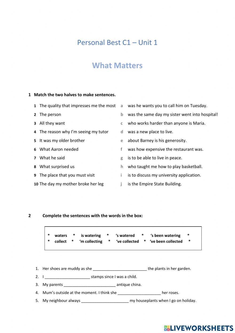 Personal Best C1 - Unit 1