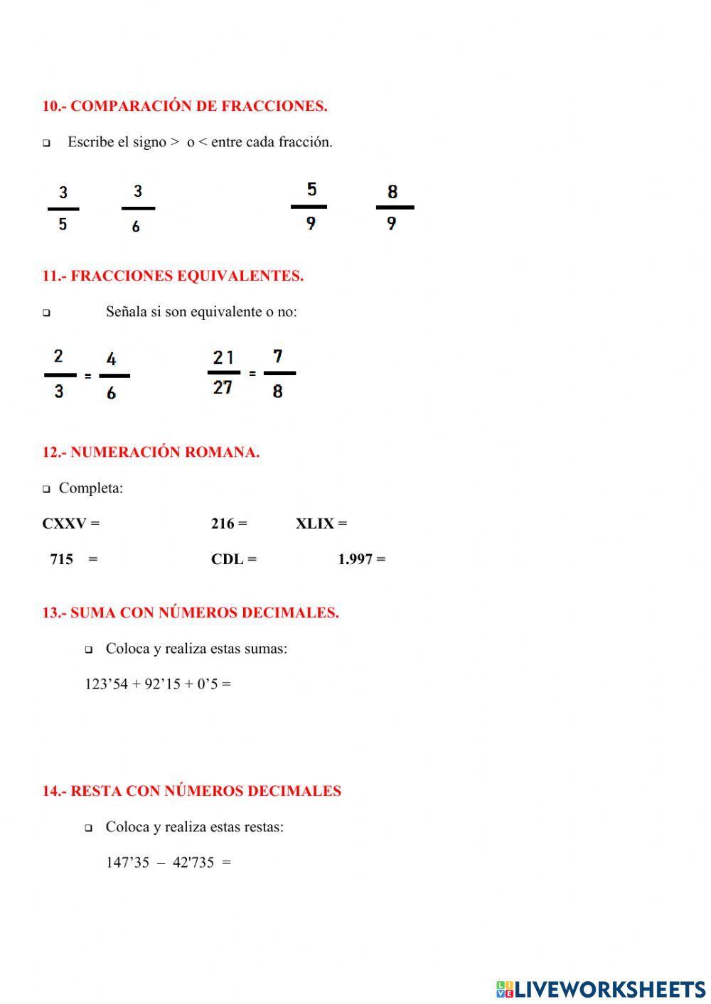 Prueba de evaluación inicial 6º ep