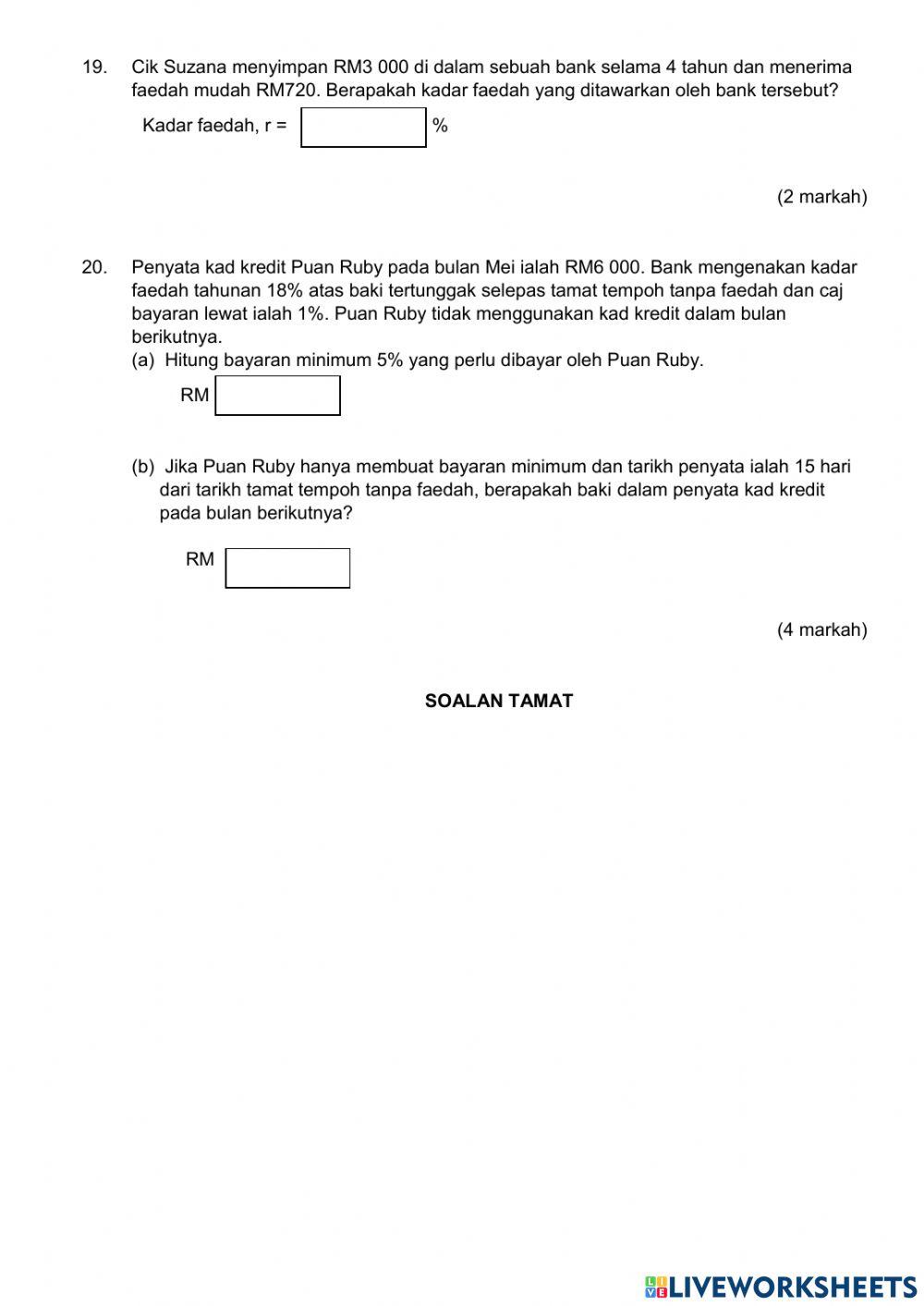 Peperiksaan pertengahan tahun tingkatan lima matematik mpak tahun 2021