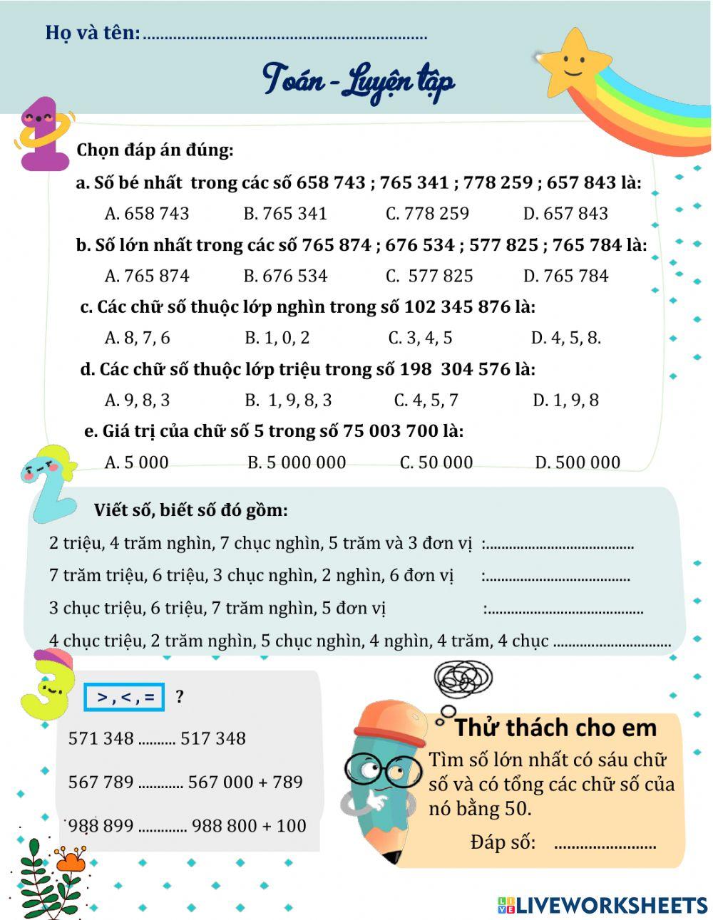 Toán - Luyện tập