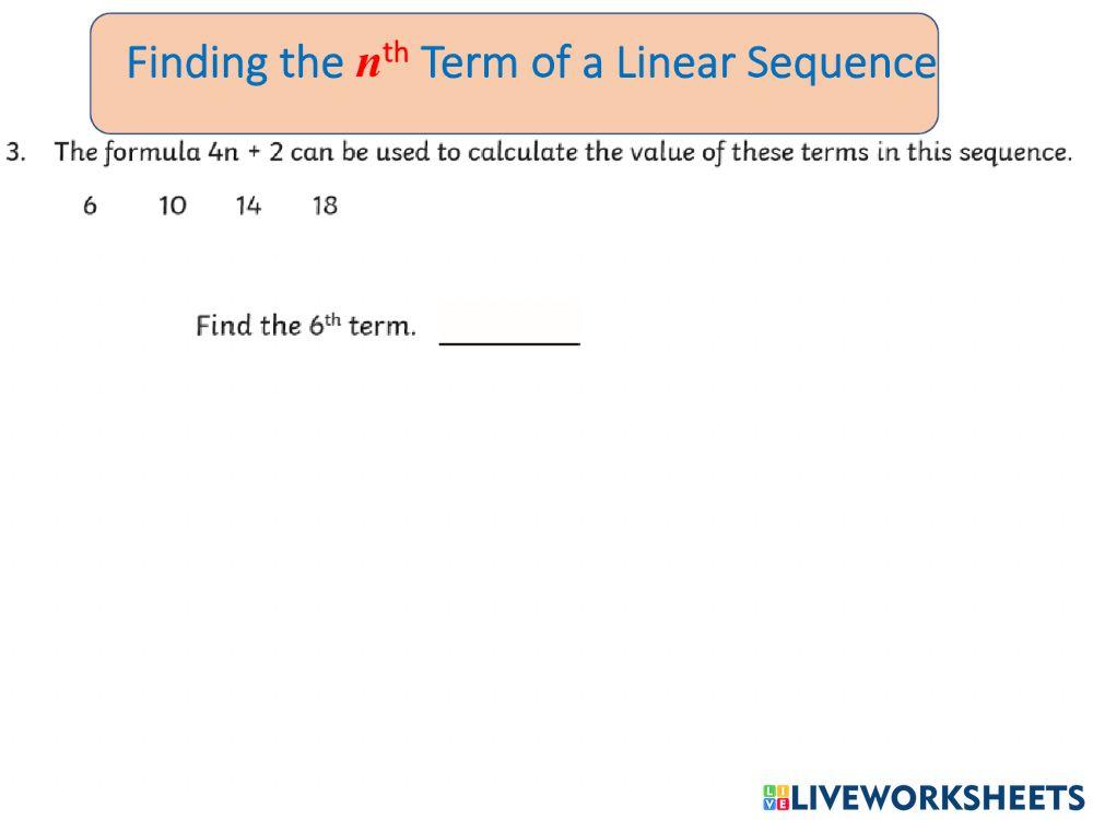 Linear Sequences 2629 | Ms_Rita | Live Worksheets