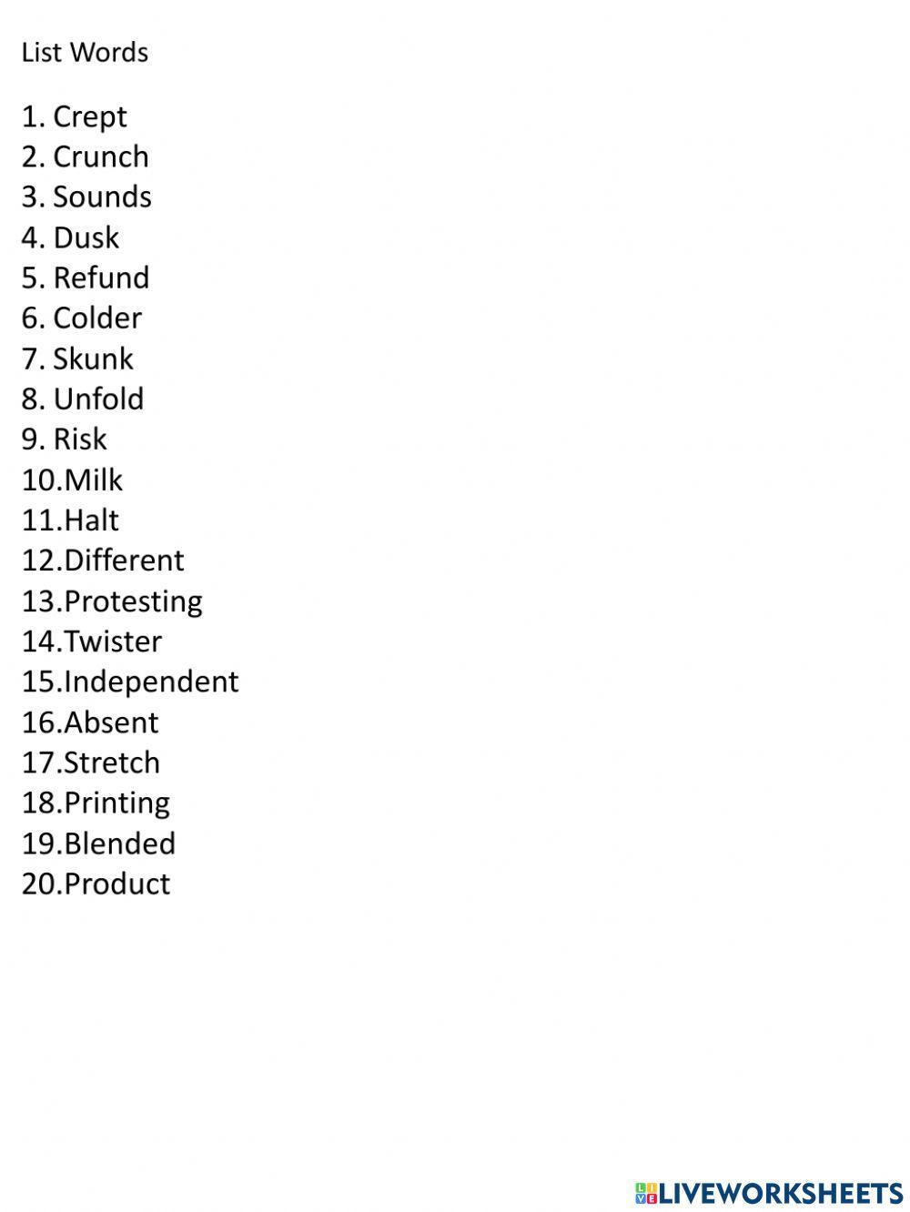 Writing Consonant blends