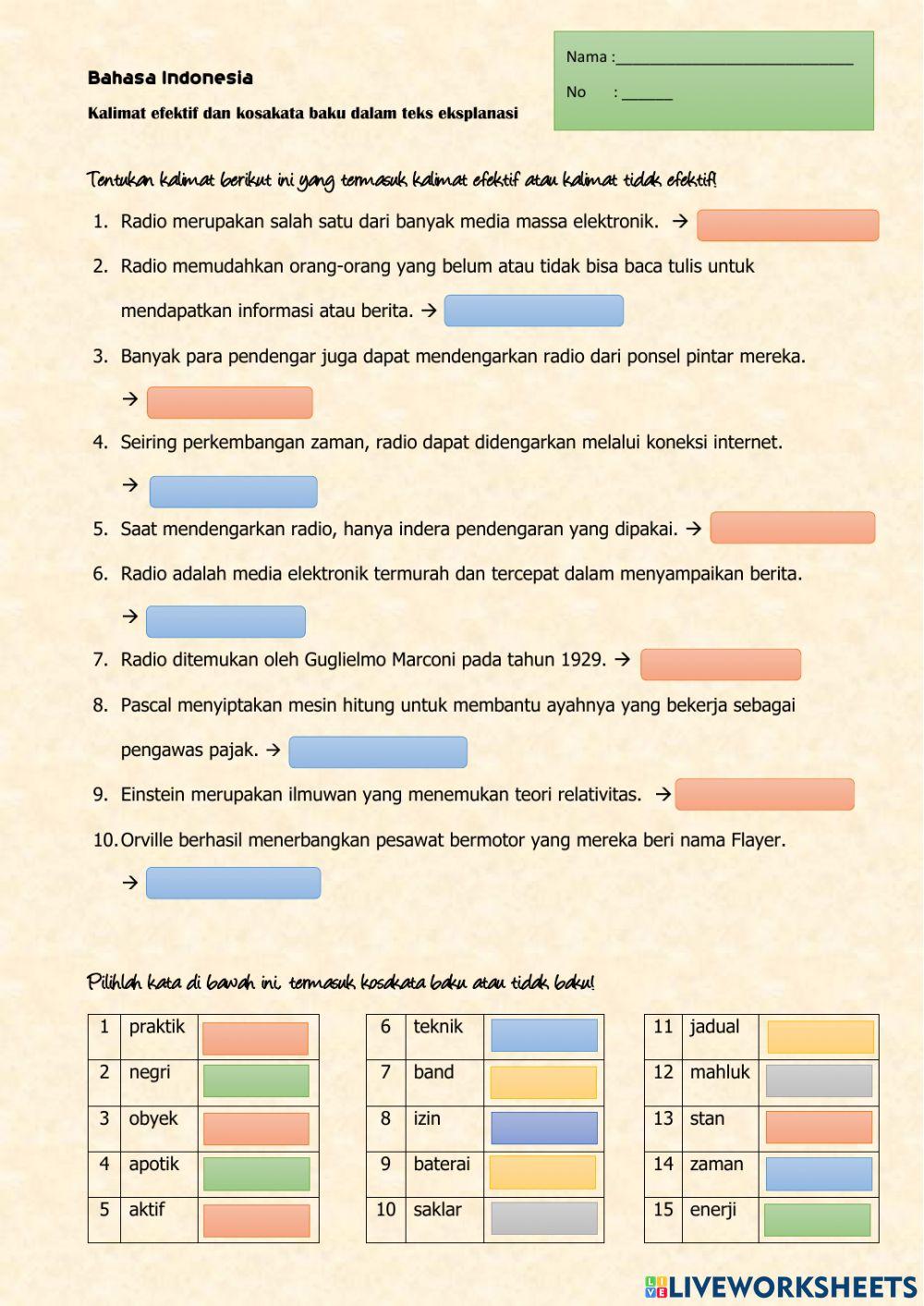 Kalimat efektif dan kata baku