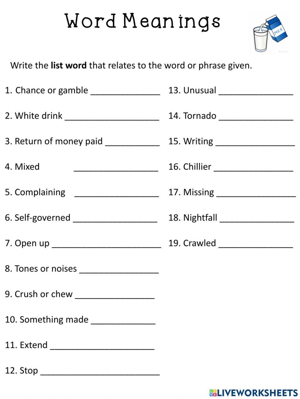Consonant Blends word meanings