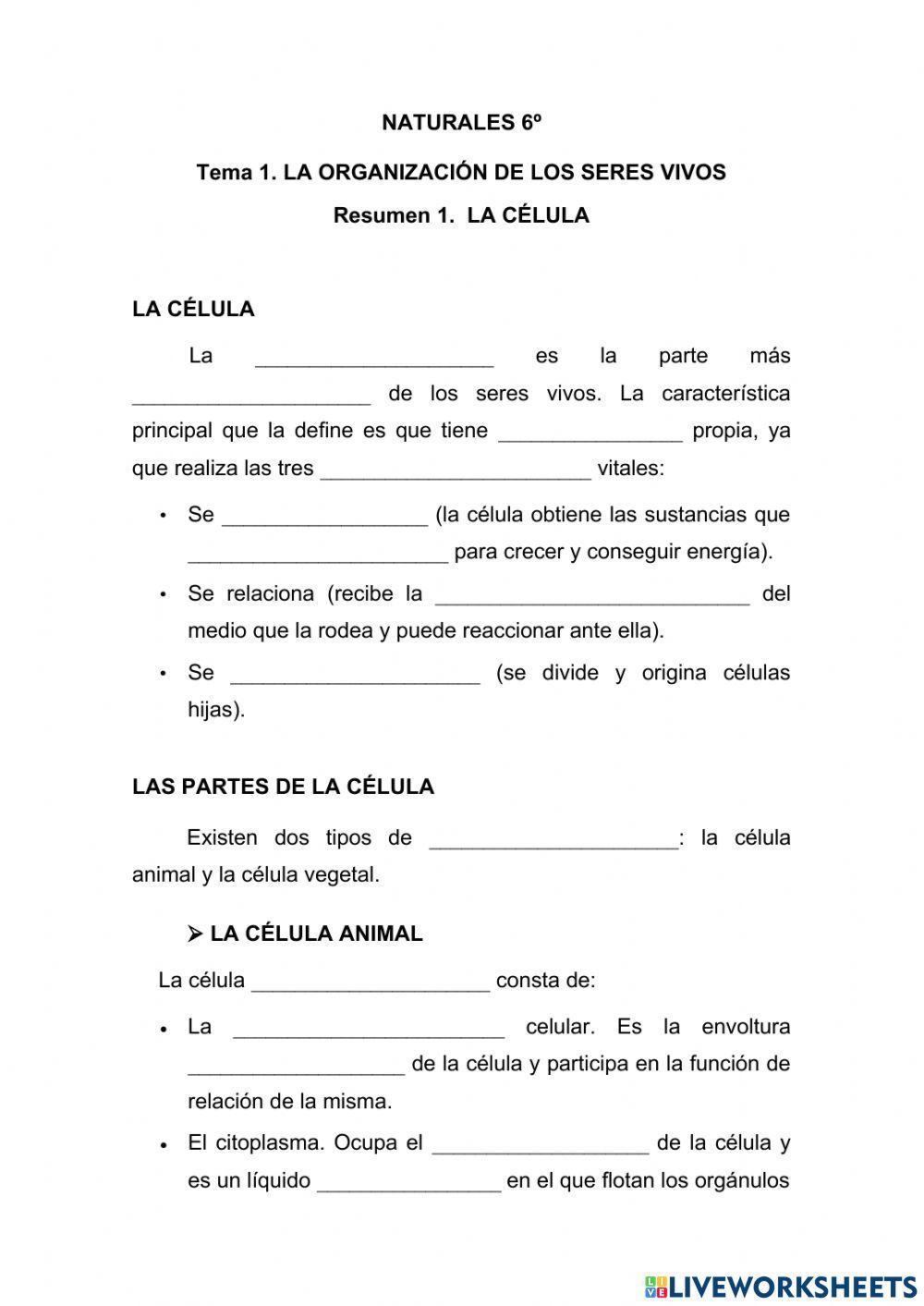 La célula (resumen)