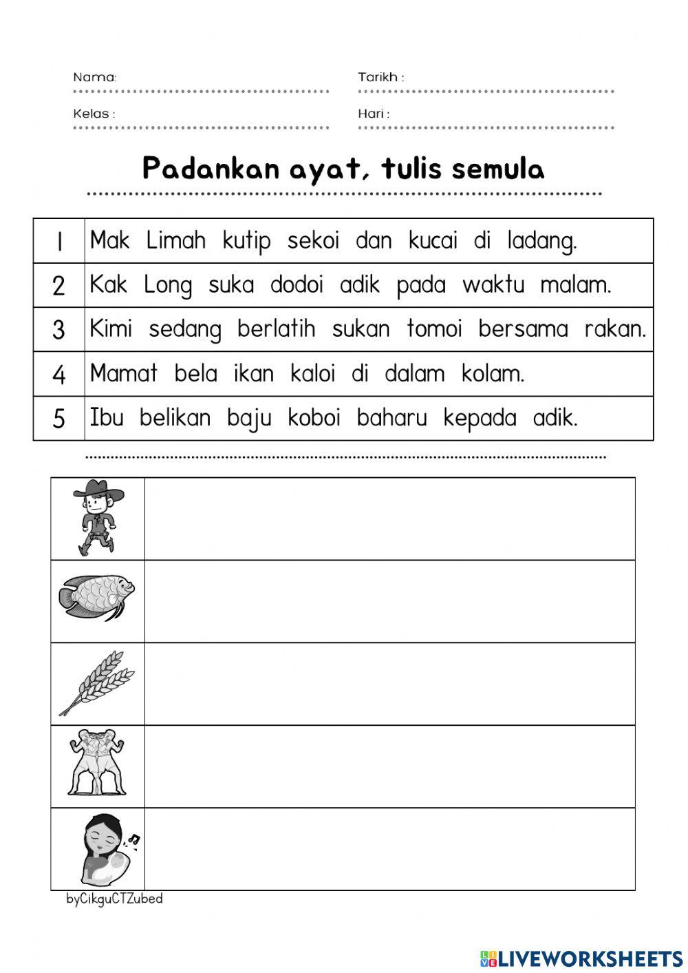Latihan bina ayat diftong