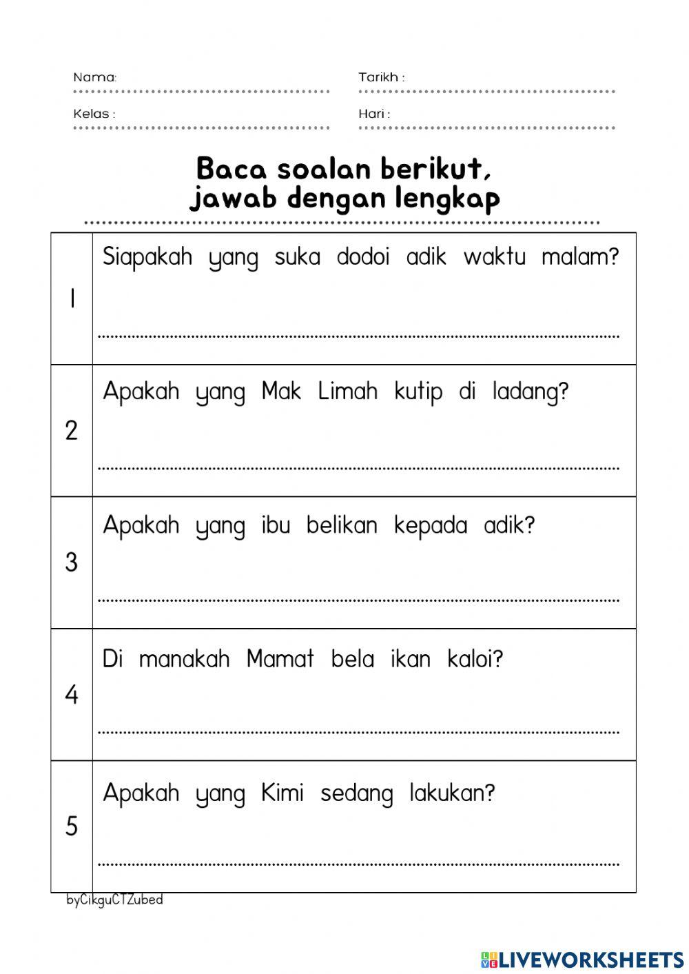 Latihan bina ayat diftong