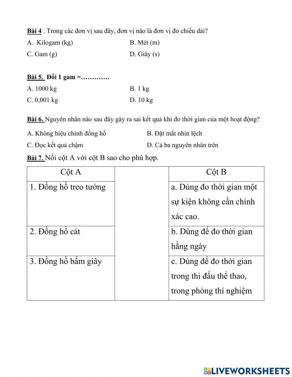 KHTN6 - các phép đo