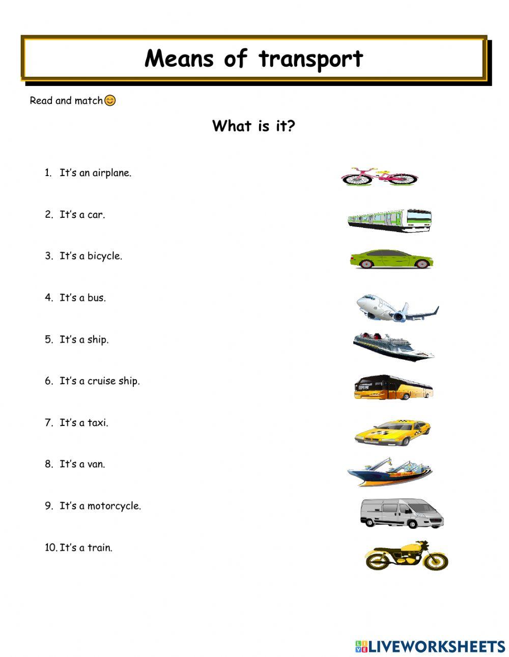 3998533 | Transport for grade 1 | Ohpie | LiveWorksheets