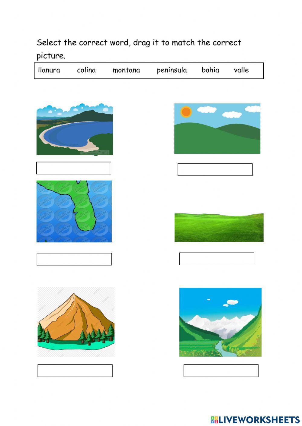 Spanish Landforms WK4 online exercise for | Live Worksheets