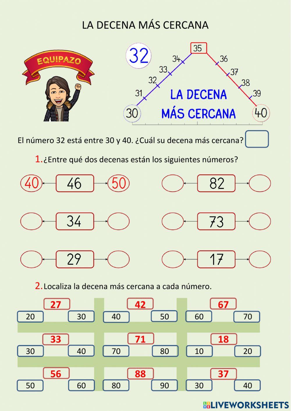 Numeración - La decena más cernaca