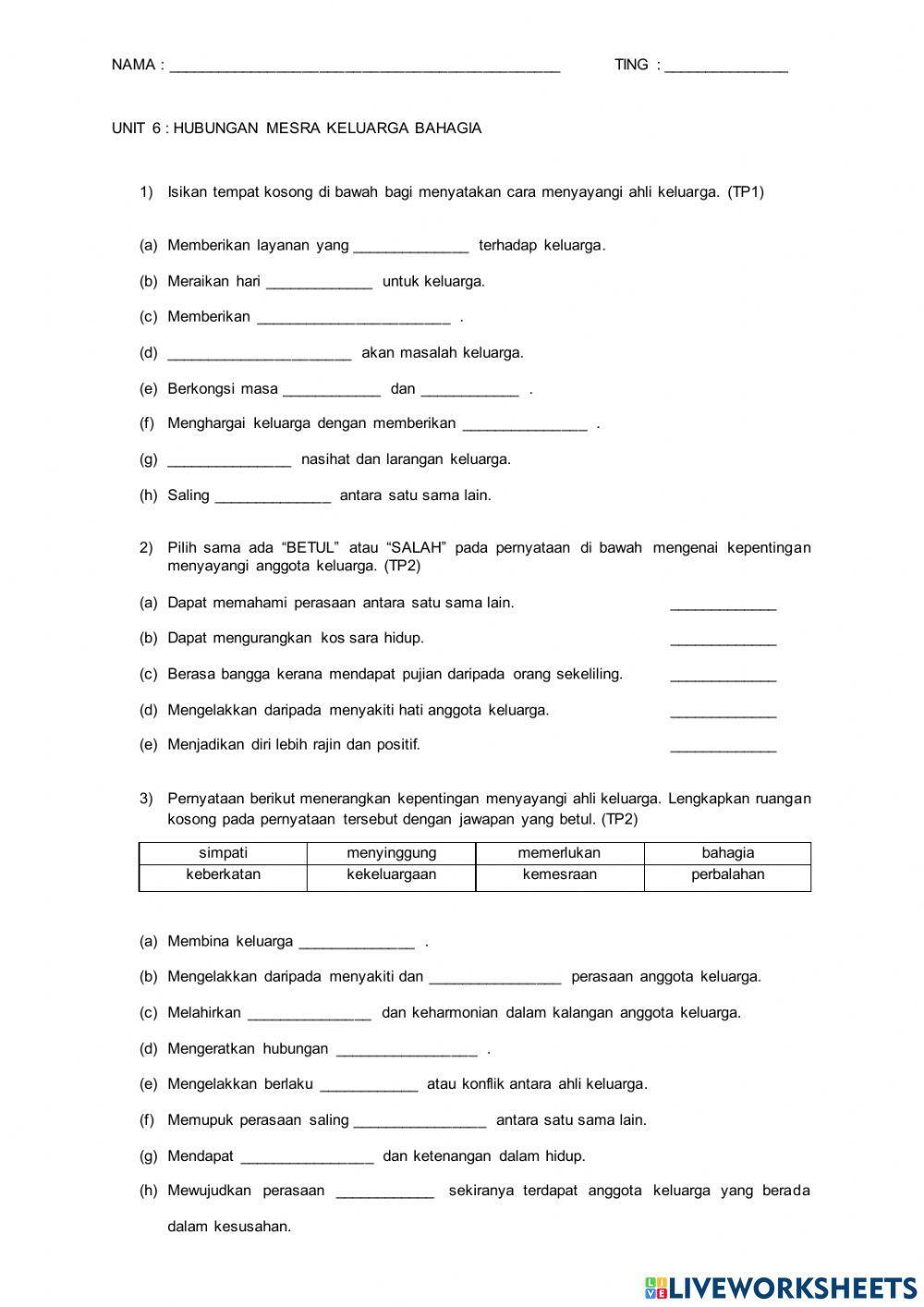 Unit 6 Hubungan Mesra Keluarga Bahagia
