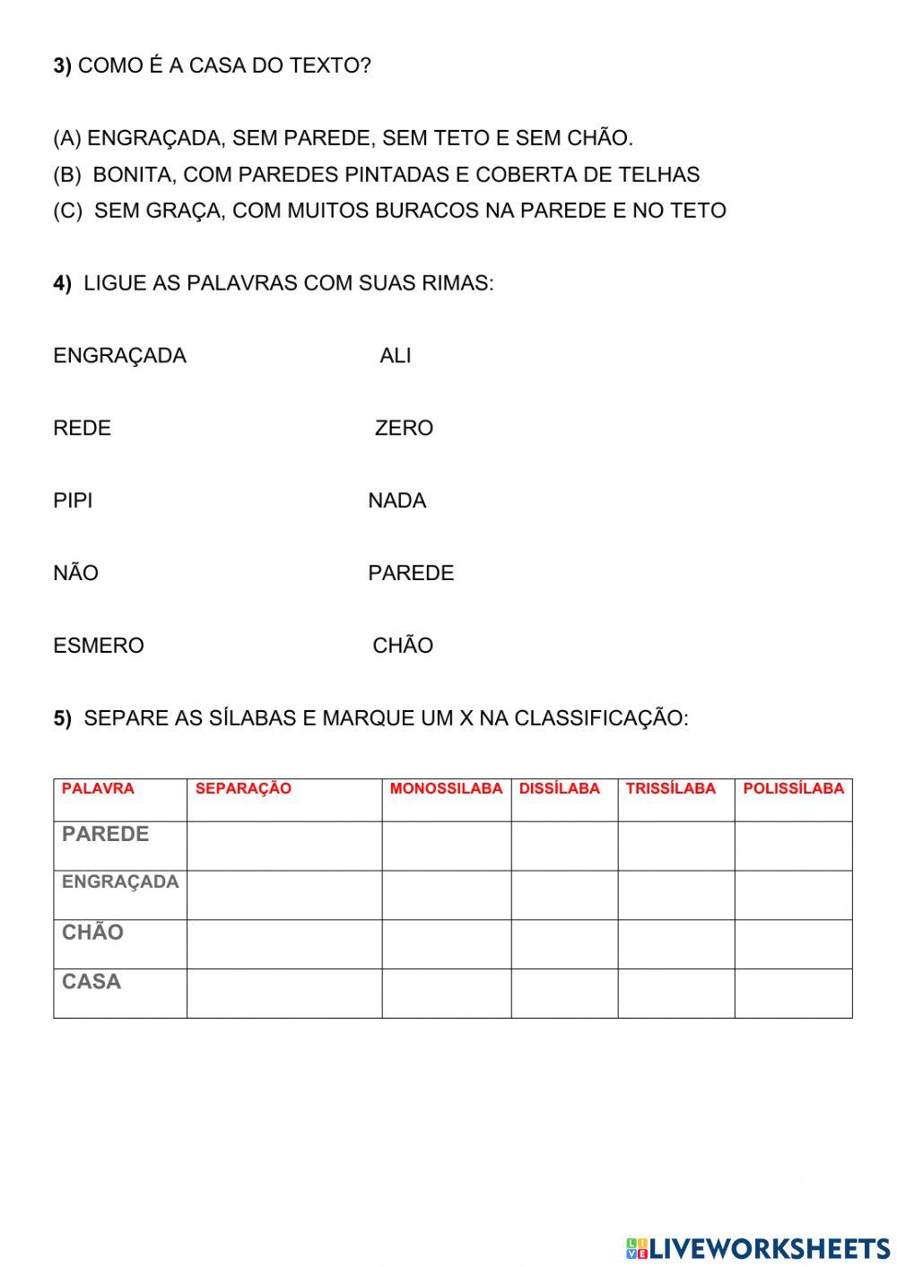 Avaliação de língua portuguesa - 3º bimestre