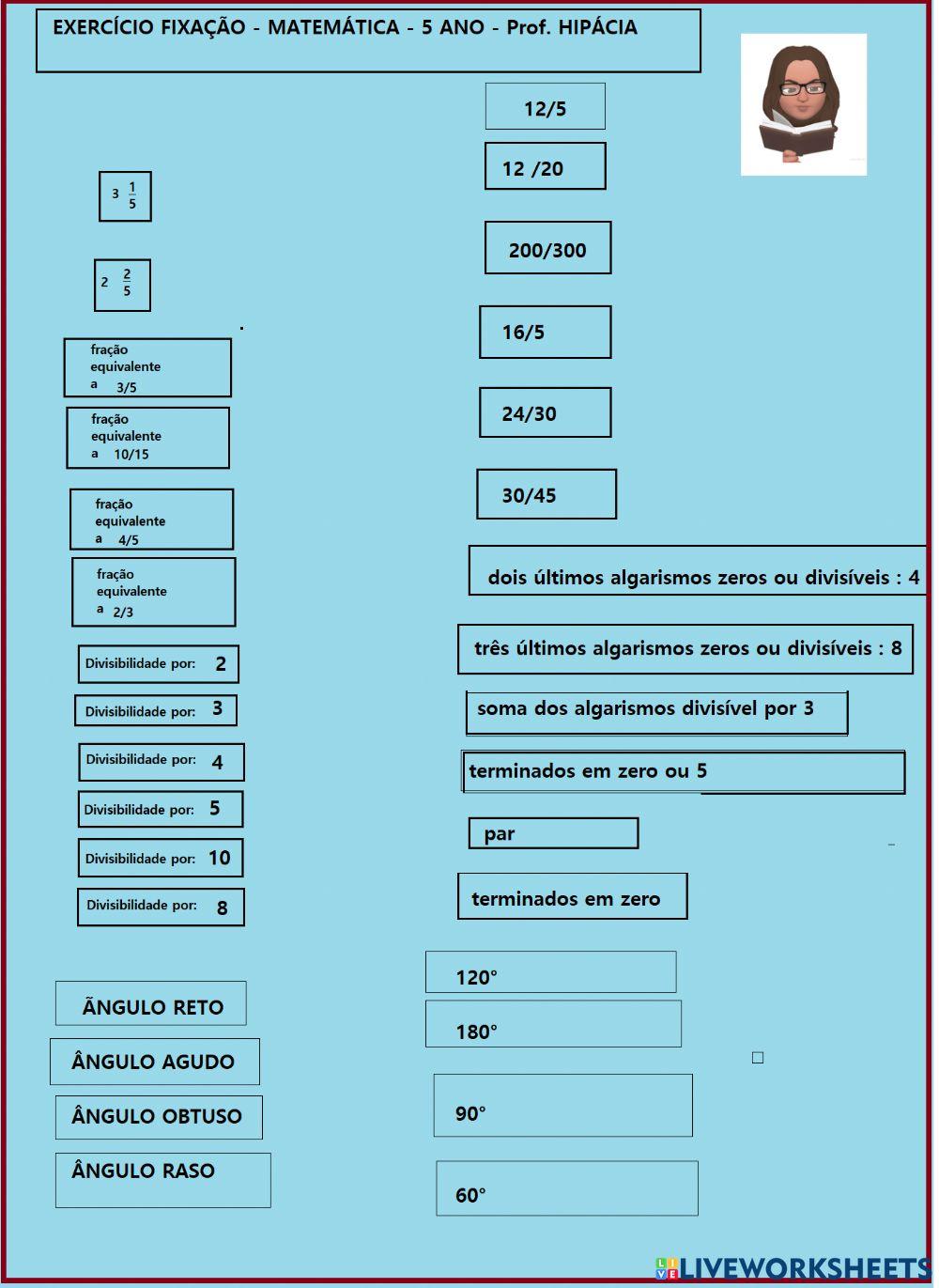 Matemática 5 ano frações, ângulos, critérios de divisibilidade