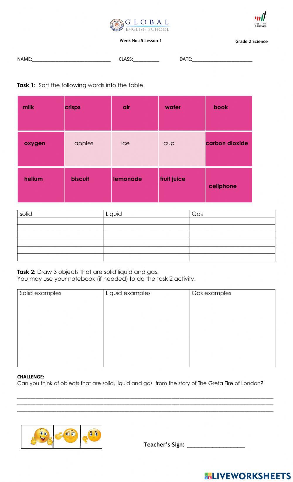 Science-solids-liquid and gas