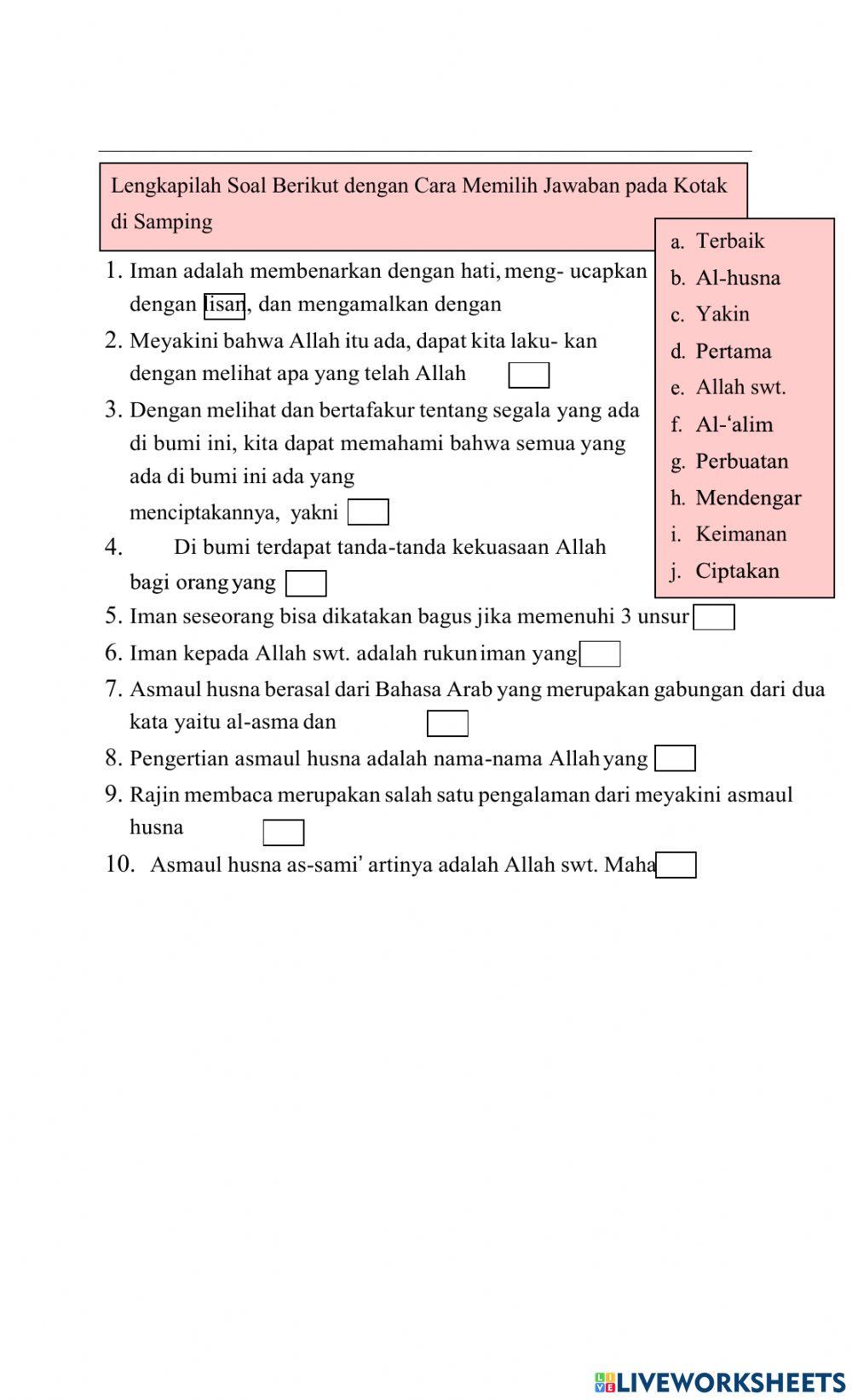 Penilaian tengah semester (pts) pai 7