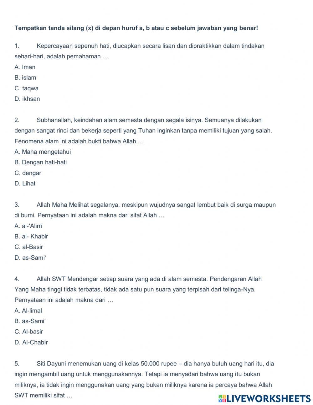 Penilaian tengah semester (pts) pai 7