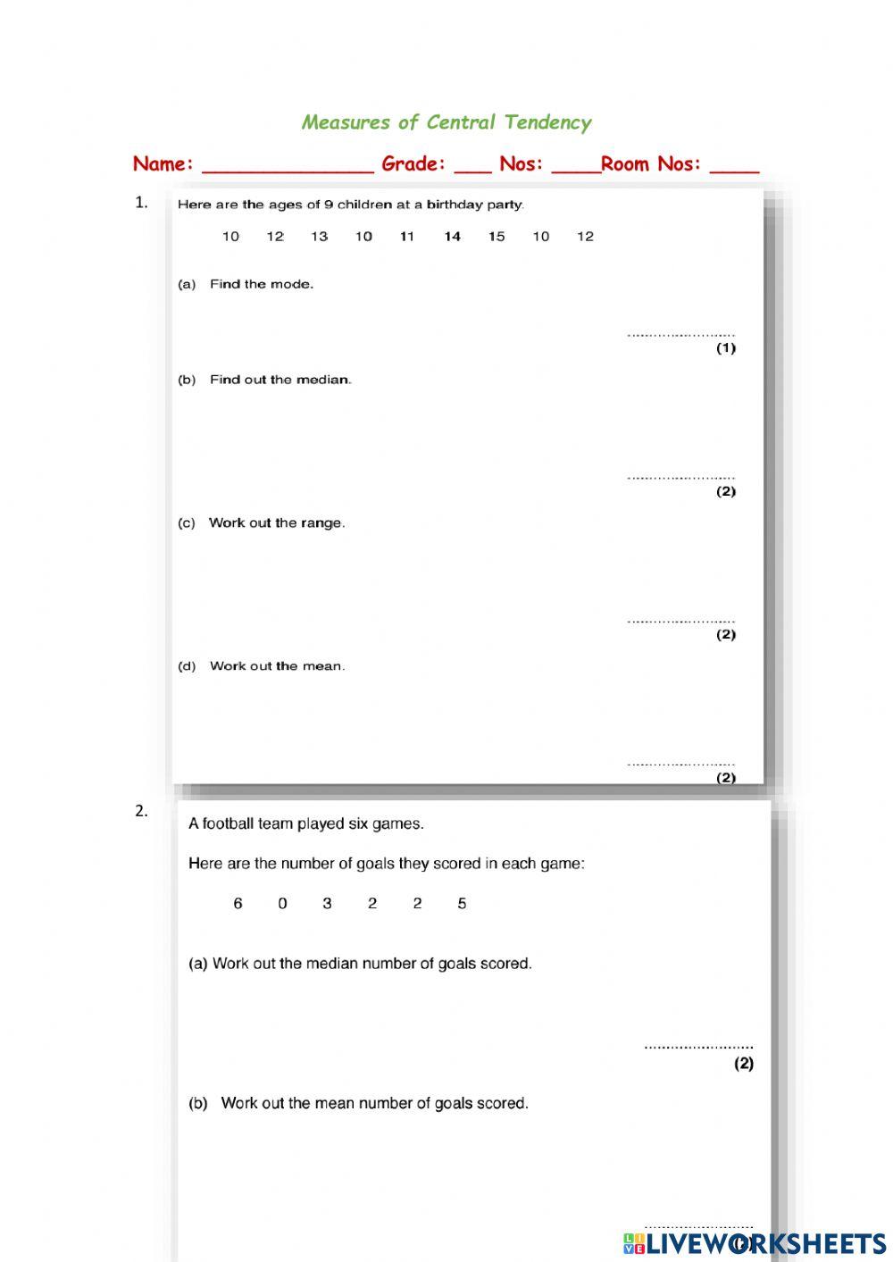 Measure of Centraln Tendency 2 G8