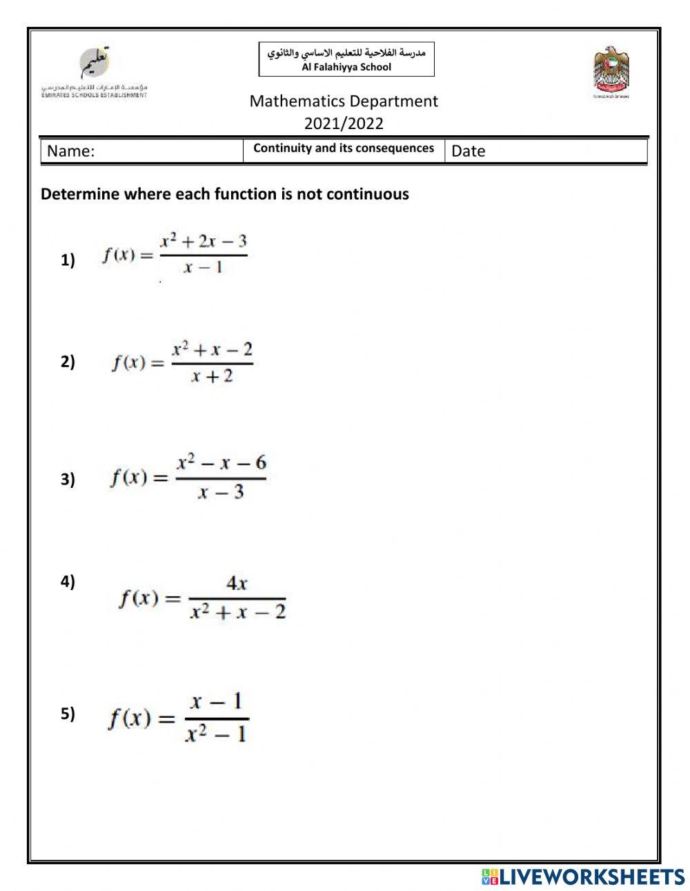 Continuity 1446141 | imadodeh | Live Worksheets
