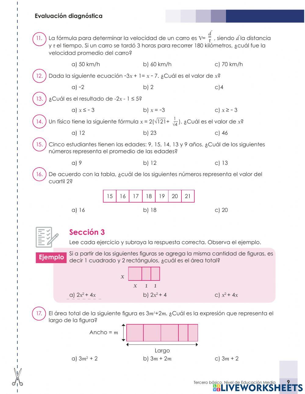 Prueba Diagnostica Matemáticas