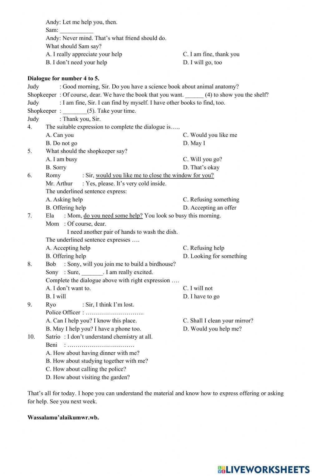 Offering and Asking for Help