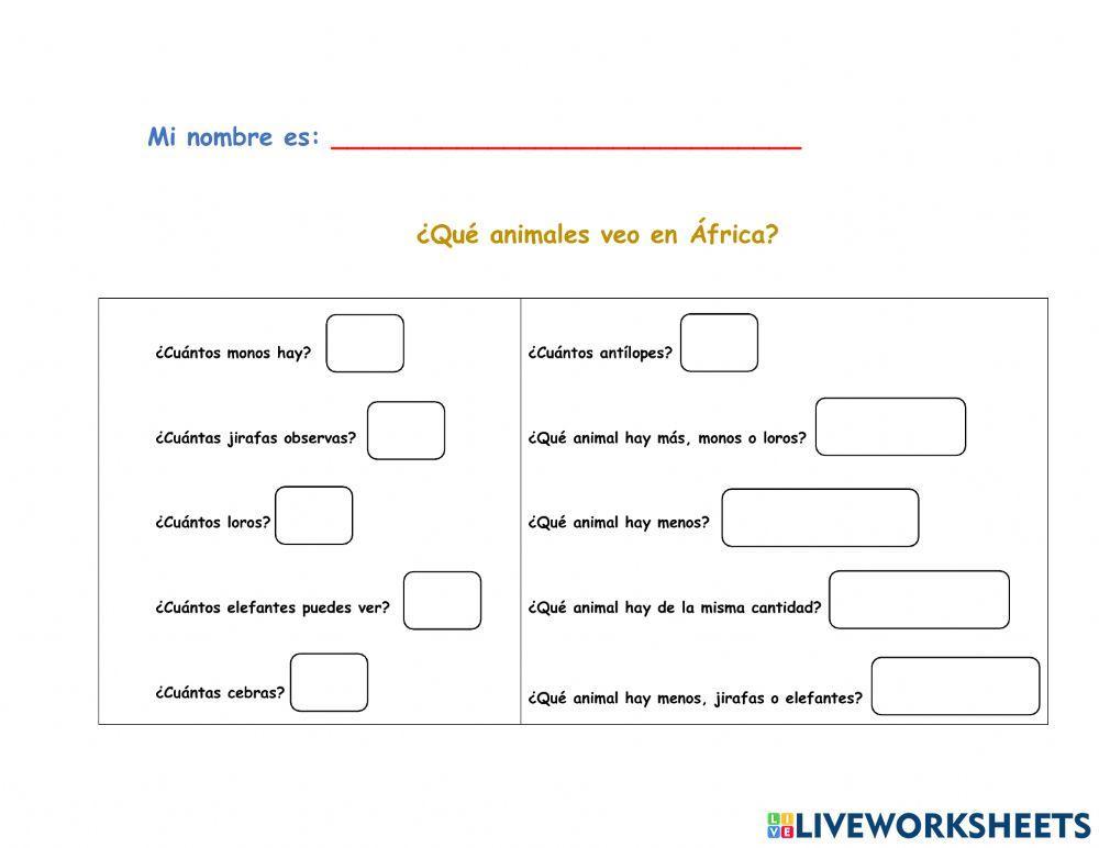 ¿Cuántos animales veo en África?