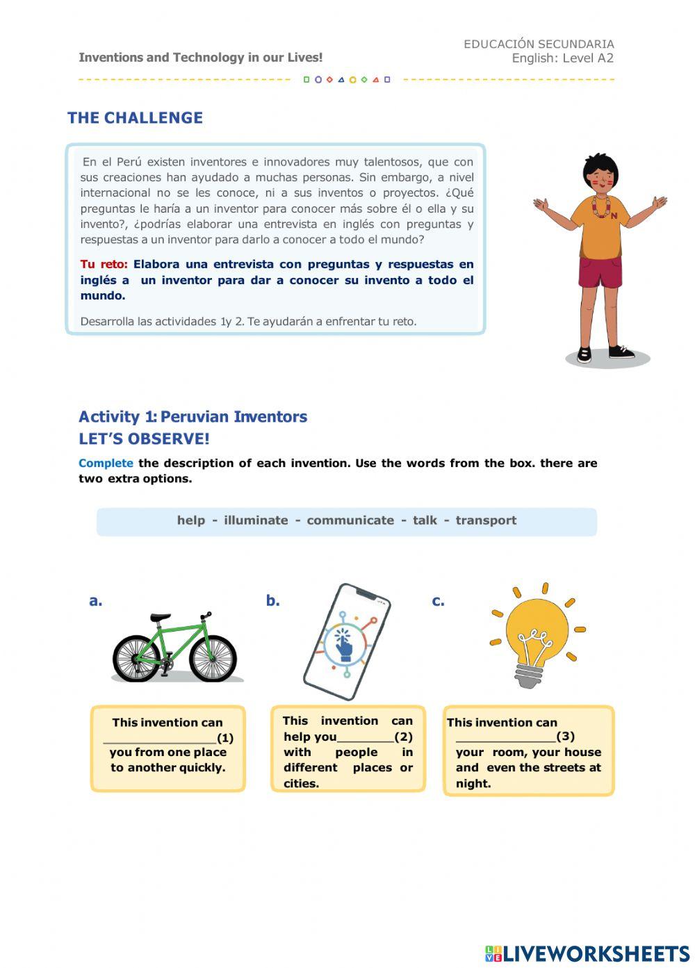 Inventions and Technology in our life- activity 1- A2