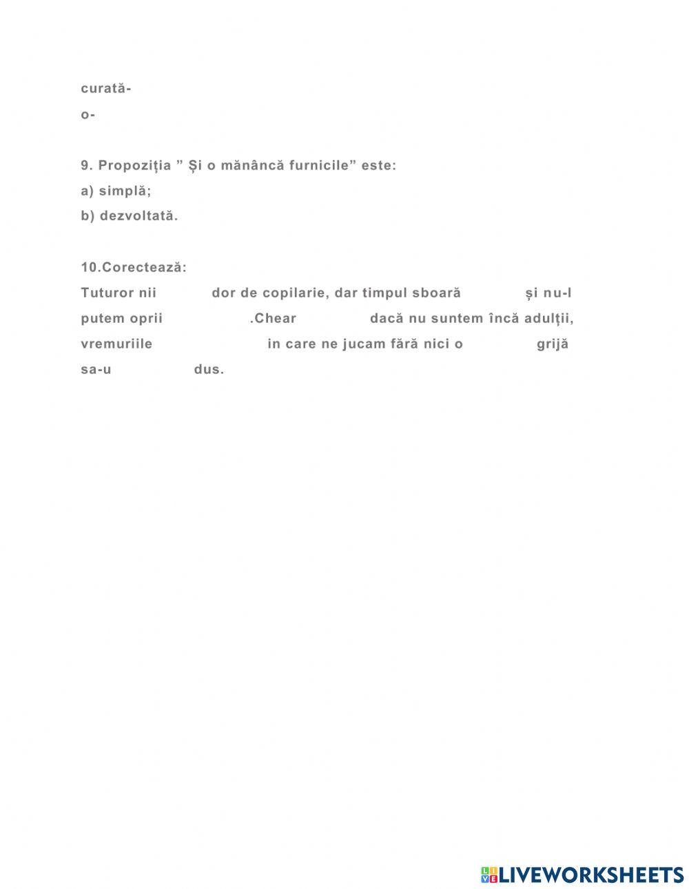 Evaluare inițiala- clasa a VI a