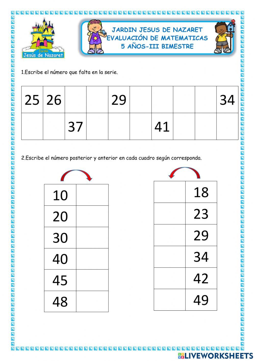 Evaluación de matemáticas