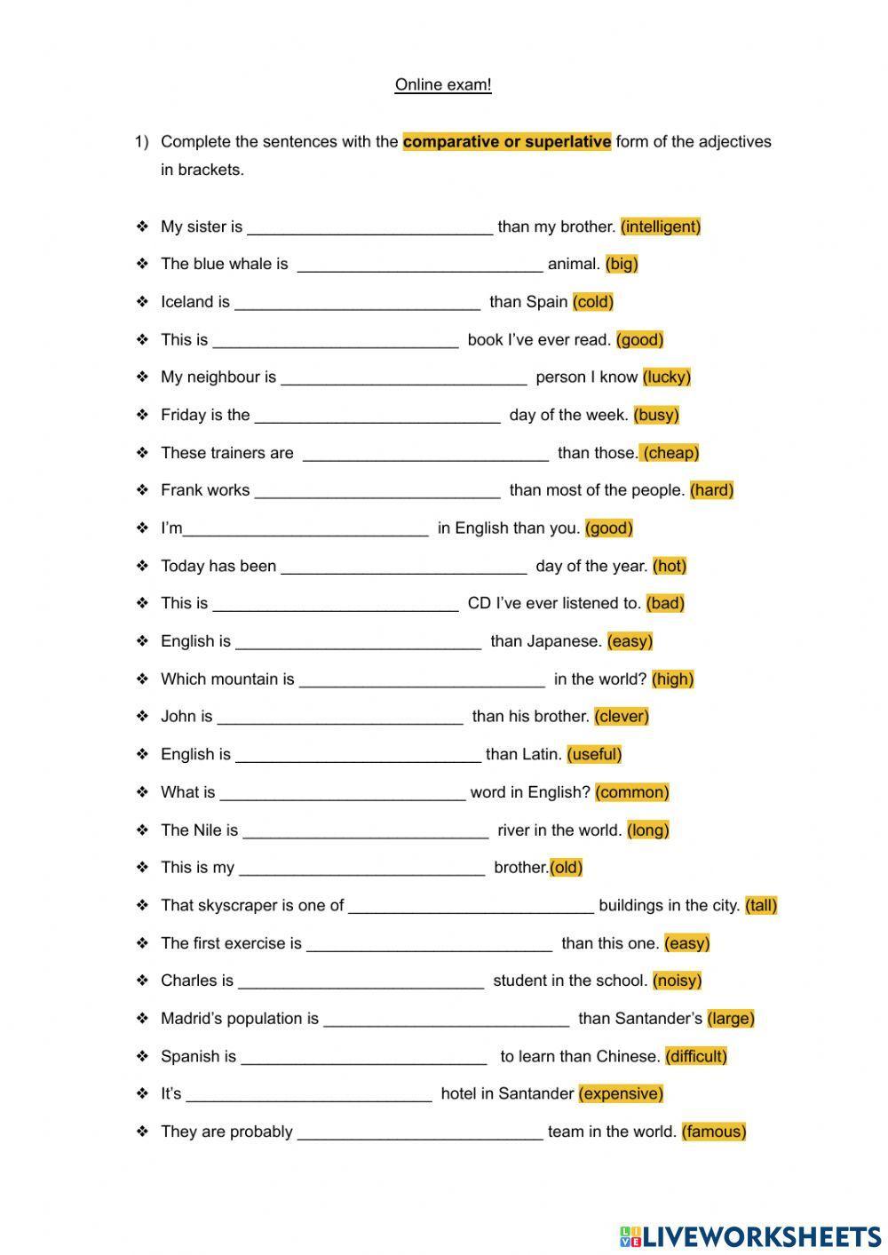 Comparative and superlative.