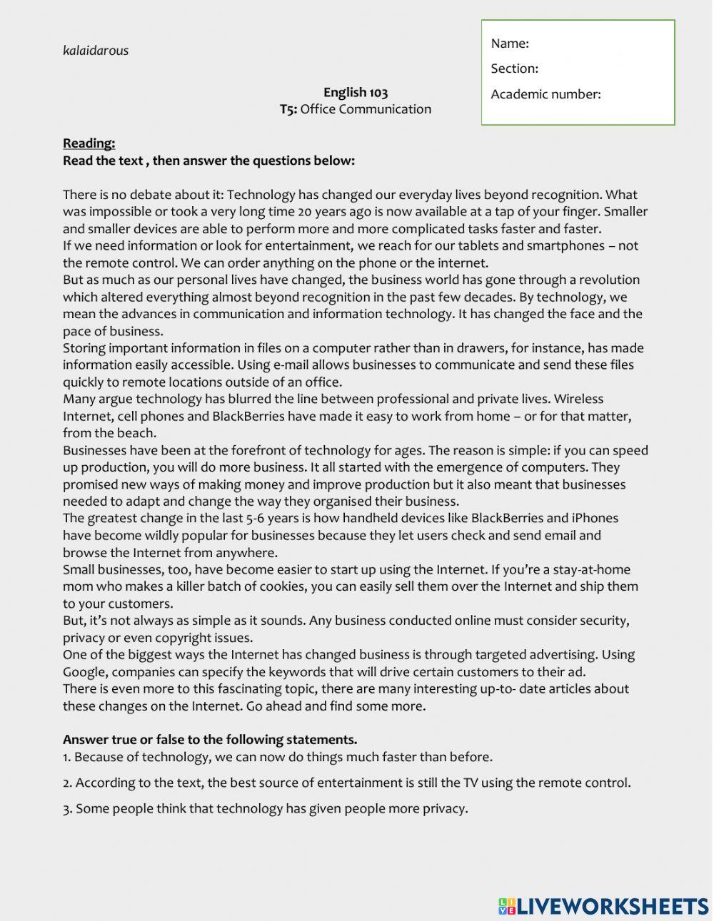 103 T5: Communication skills 2