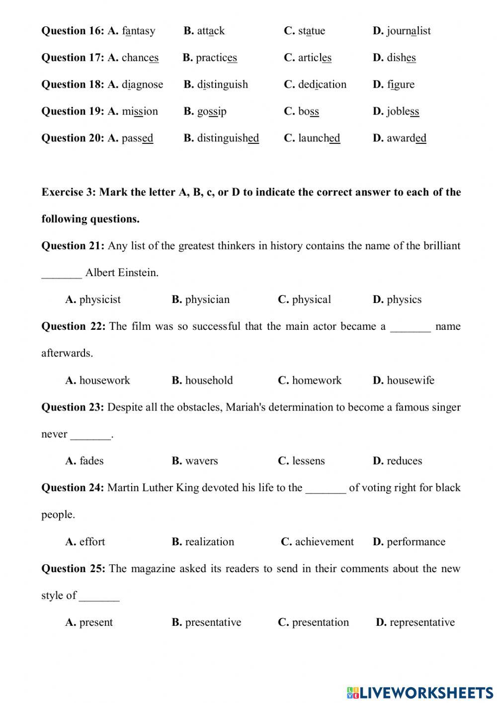 Life stories. more exercise