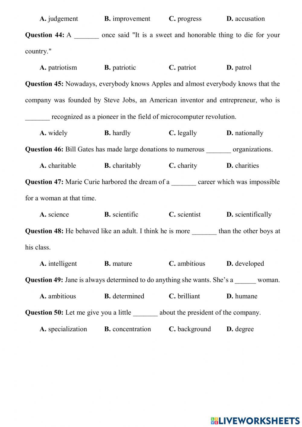 Life stories. more exercise