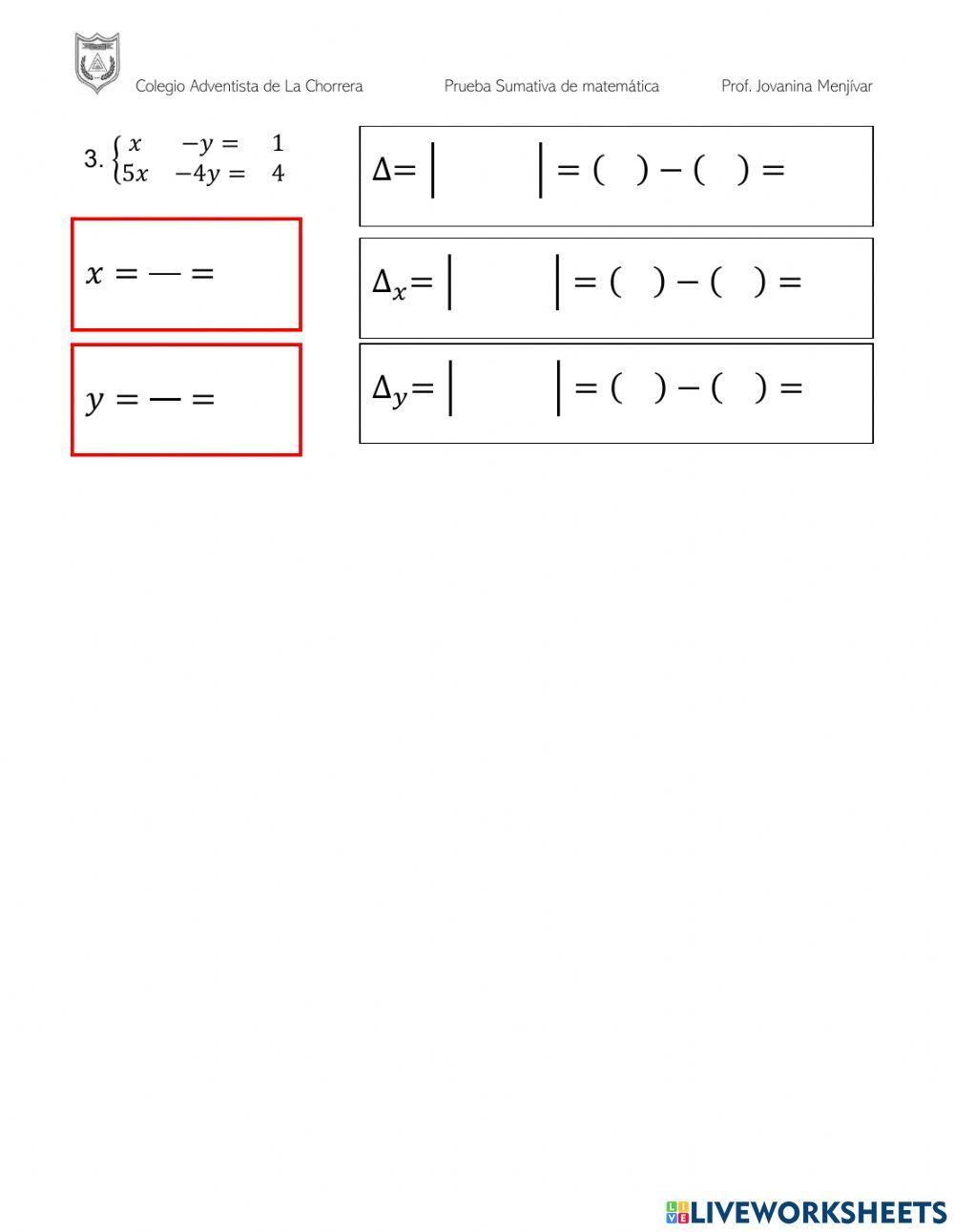 Sistemas de Ecuaciones-Método de Determinantes