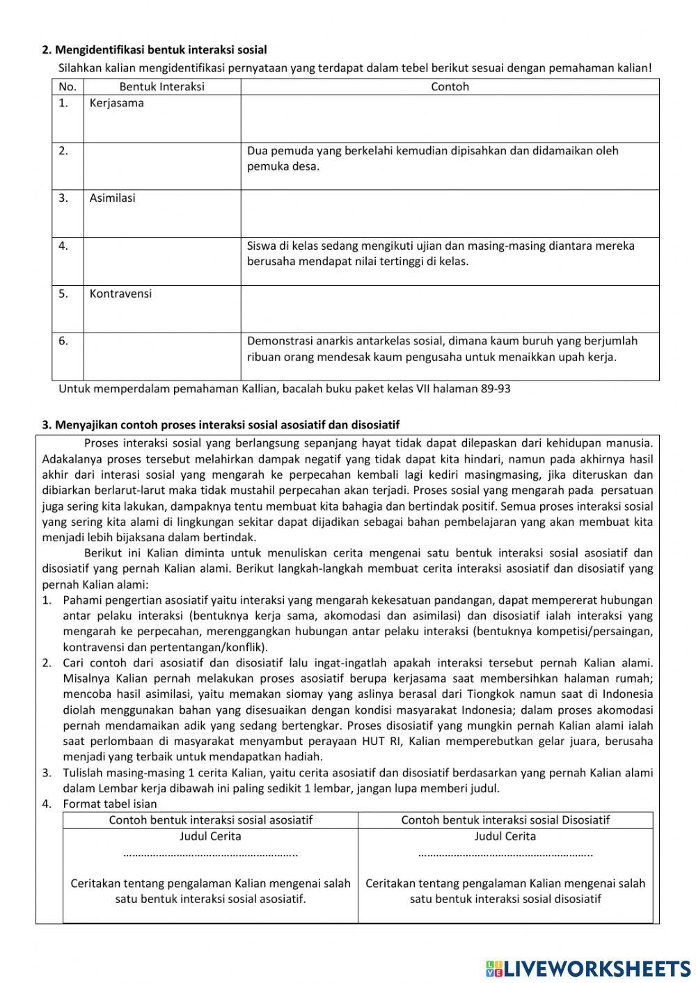 Bentuk Interaksi Sosial