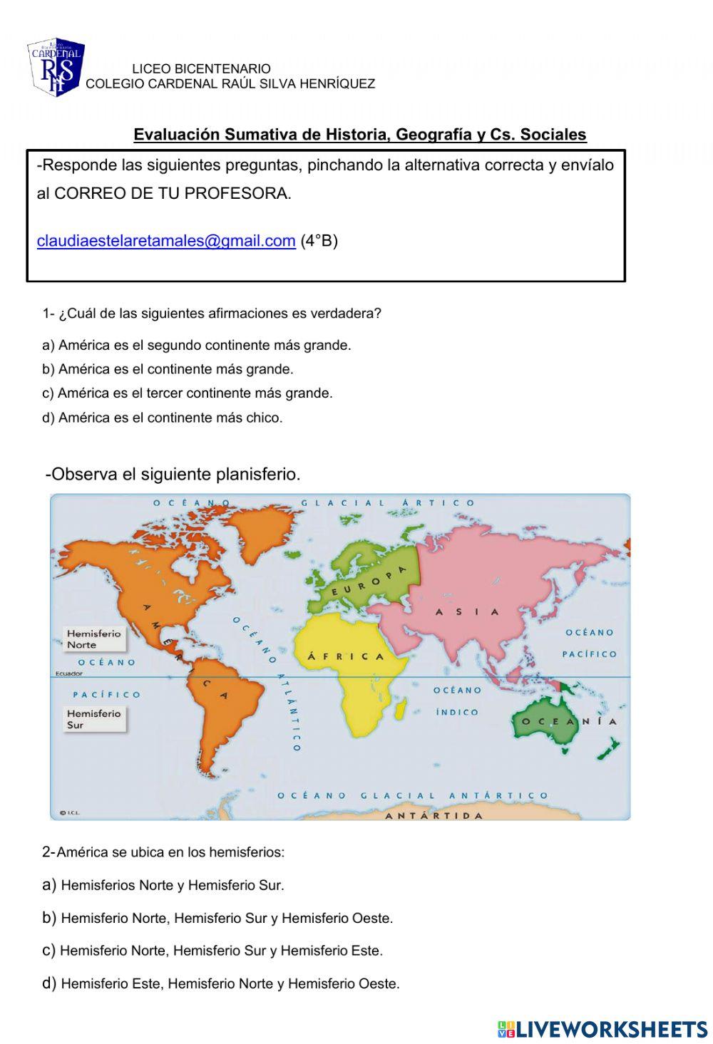 Evaluación Sumativa de América
