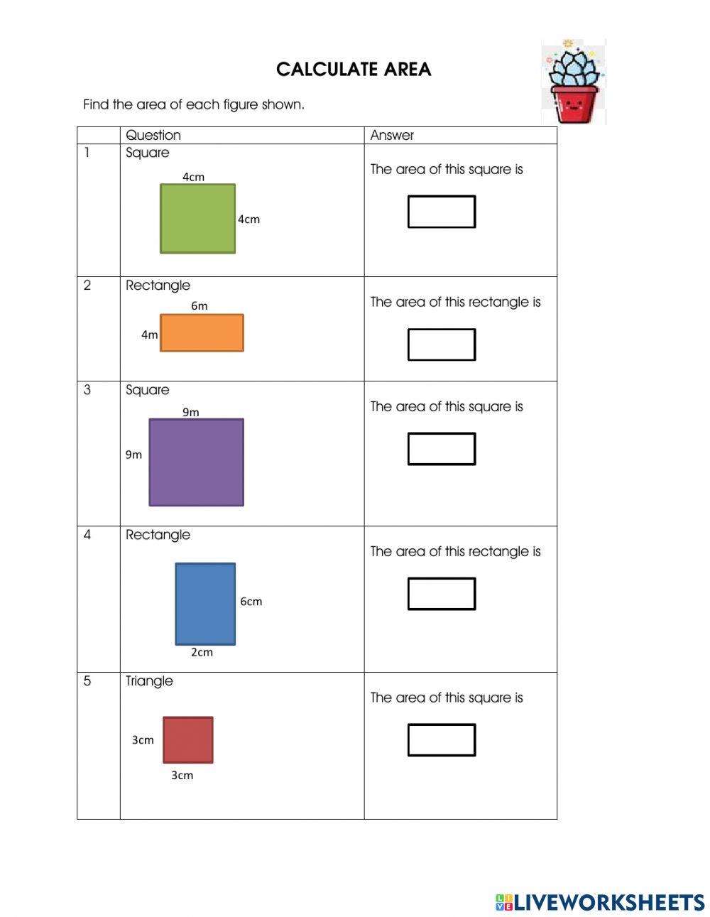Area of square and rectangle